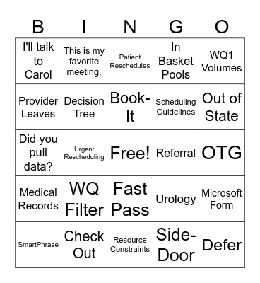 SOAR Bingo Card