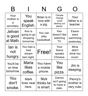 tag question Bingo Card