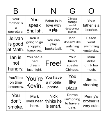 tag question Bingo Card