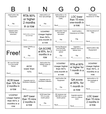 Service Team Bingo Card