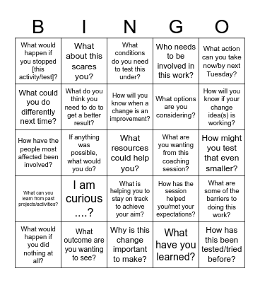 QI Coaching Bingo Card