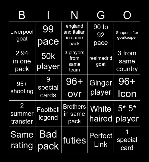 fifa bingo Card