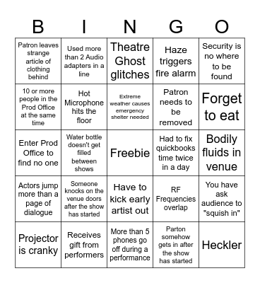 Venue Tech Bingo Card