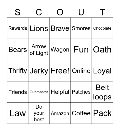 Pack 787 Bingo Card