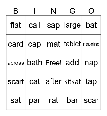short a Bingo Card