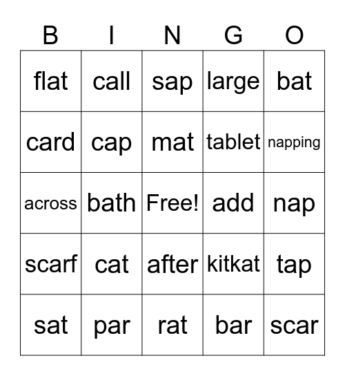 short a Bingo Card