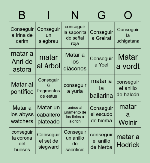 Dark souls 3 bingo! Bingo Card