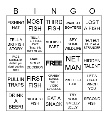 FISH CAMP- BOAT BINGO Card