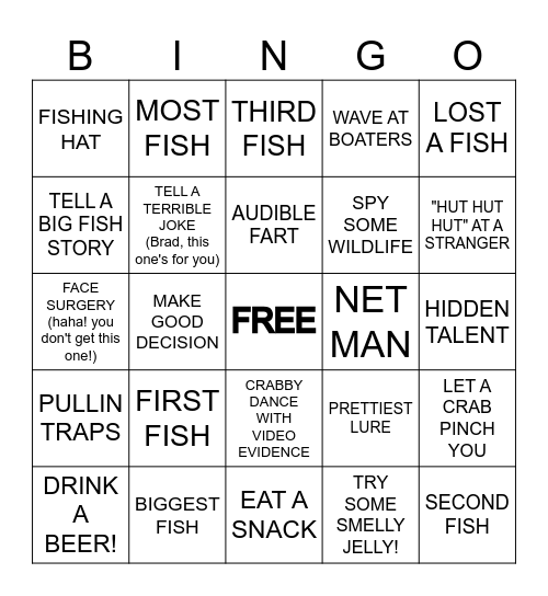 FISH CAMP- BOAT BINGO Card