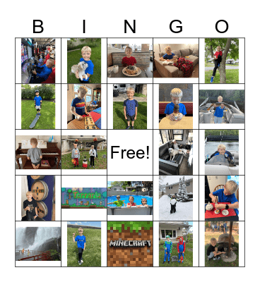 Clint's 9th Birthday Bingo Card