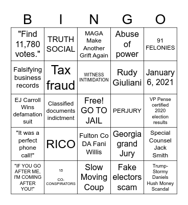 INDICTMENT BINGO Card