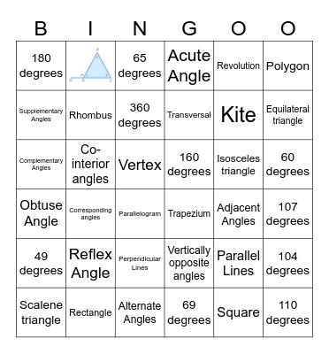 Review of Angles & Shapes Bingo Card