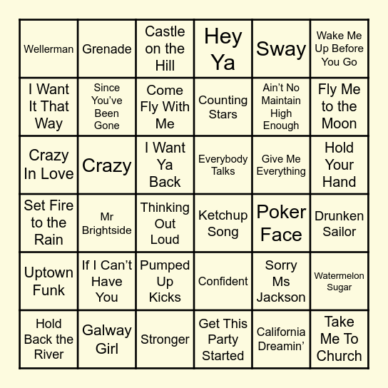 BINGO: Category - B Bingo Card