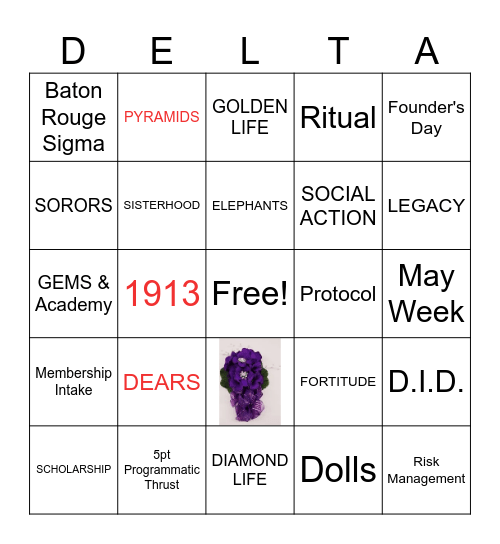 DELTA SIGMA THETA Bingo Card