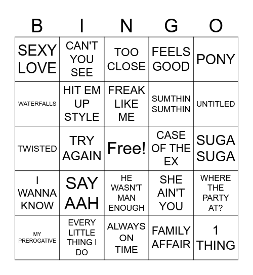 8/14- R&B Classics Bingo Card