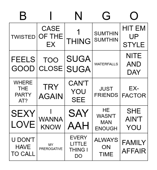 R&B Classics Bingo Card