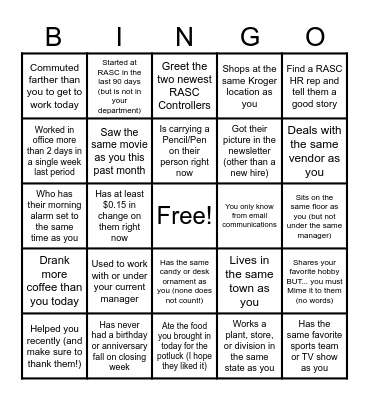 Meet & Greet - Find Someone Who: Bingo Card