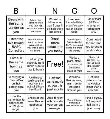 Meet & Greet - Find Someone Who: Bingo Card