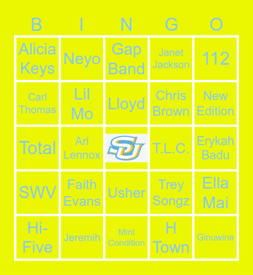 THE Trap Bingo @ SOUTHERN: Round 2(R&B) Bingo Card