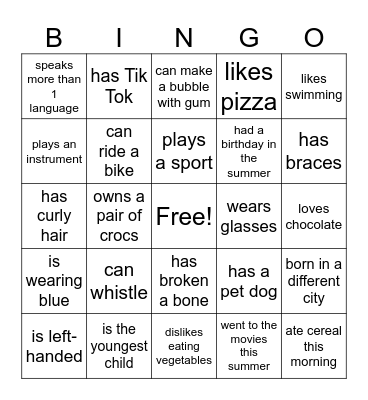 FIND SOMEONE WHO Bingo Card