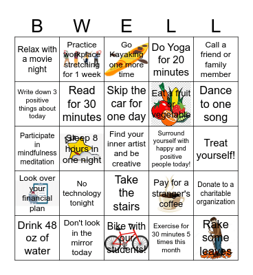 SEPTEMBER 2023                         STAFF BWELL BOARD Bingo Card