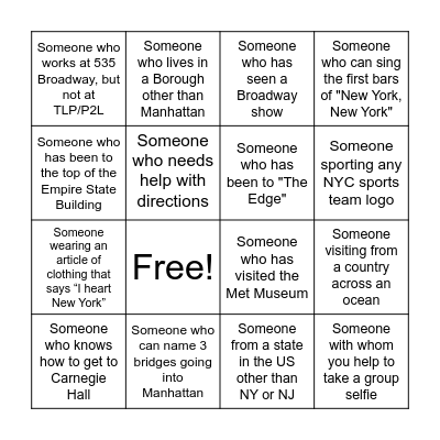 I HEART NY BINGO! Bingo Card