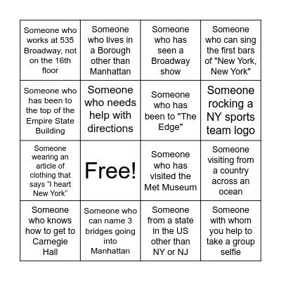 I HEART NY BINGO Card
