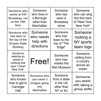 I HEART NY BINGO Card