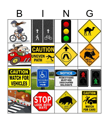 Pedestrian Safety Bingo Card