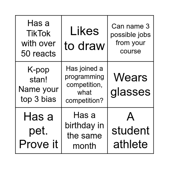CCIT Human Bingo Card