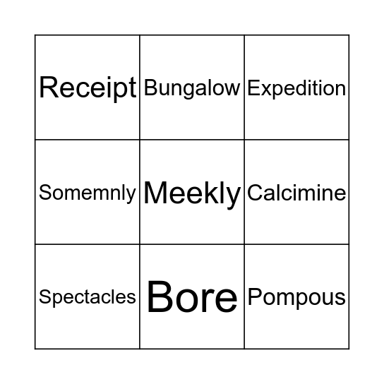 Mr. Popper's Penguins Vocabulary Bingo Card