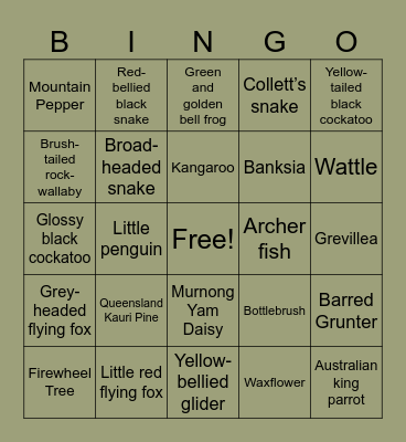 Ligeti Partners Australian Bingo! Bingo Card