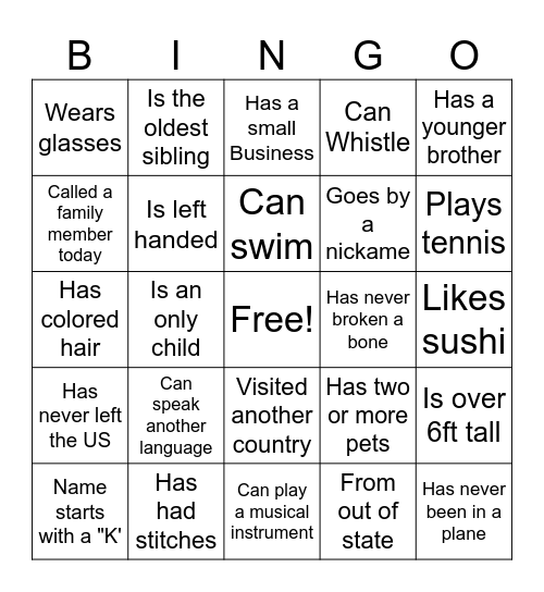 ASPIRE Bingo Card