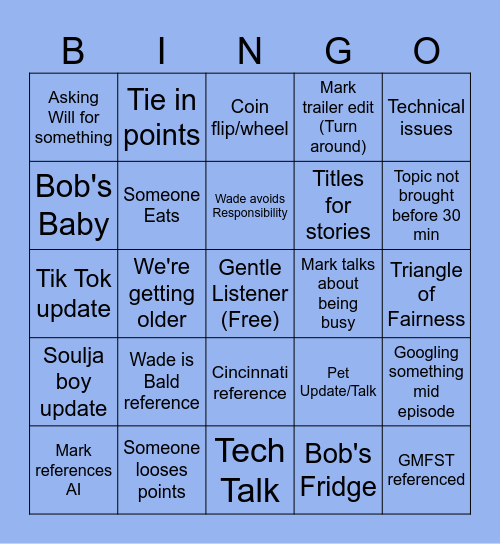 Distractable Bingo Card
