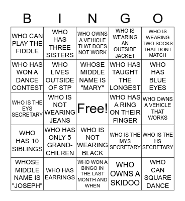 ST. THERESA FIRST NATION SCHOOL Bingo Card