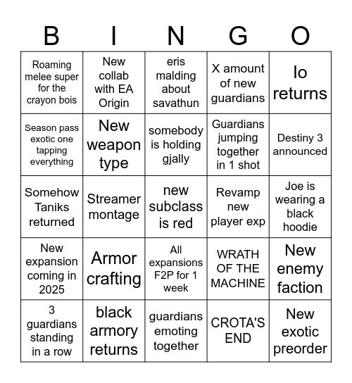 Final Shape Showcase Bingo Card