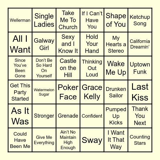 BINGO: Category - B Bingo Card