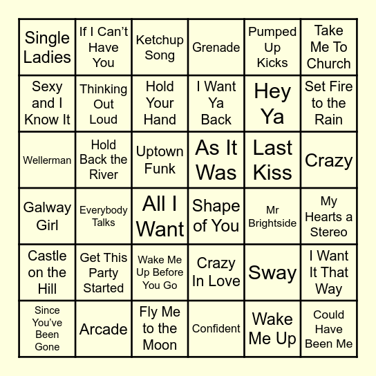 BINGO: Category - B Bingo Card