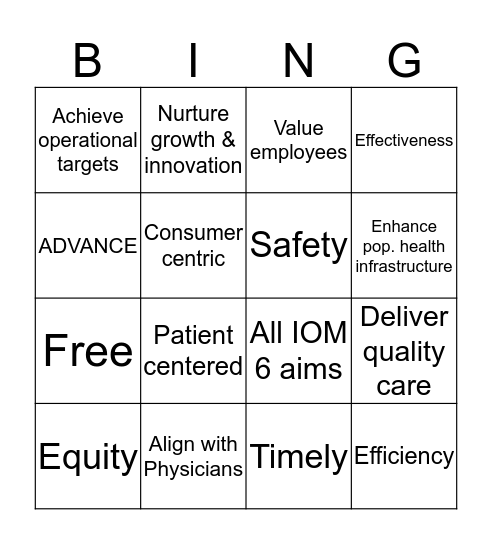 ADVANCE - IOM Bingo Card
