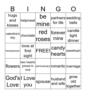 Sweetheart Bingo Card