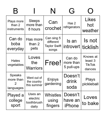 Monarch Community Bingo Card