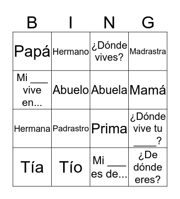 Where Am I From? Bingo Card