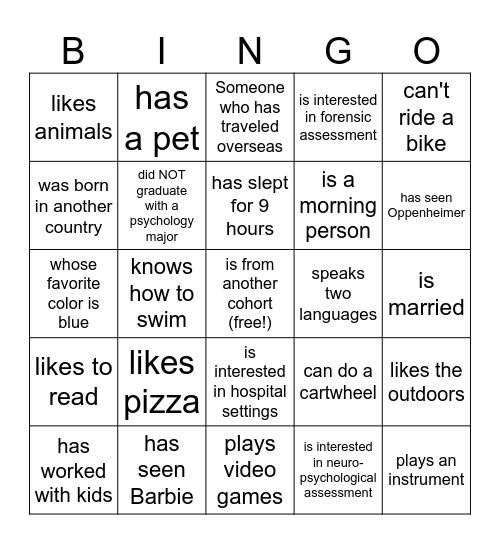 Human Bingo --- Find someone who... Bingo Card