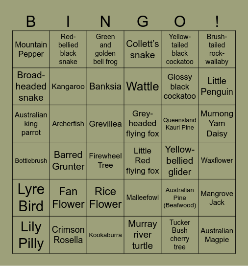 Ligeti Partners Australian Bingo! Bingo Card