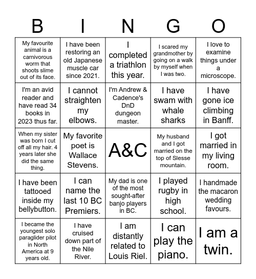 Find the Guest Bingo Card