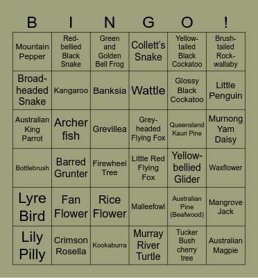 Ligeti Partners Australian Bingo! Bingo Card