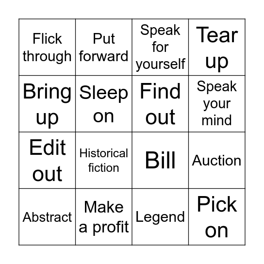 Units 10, 9 & 7 Bingo Card