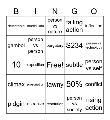 Vocab 1 Bingo Card