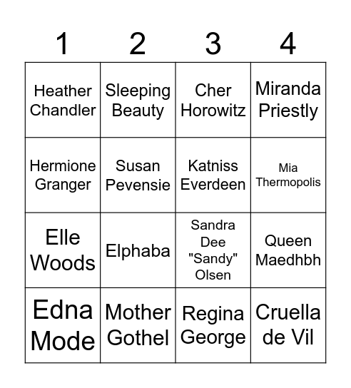 Leading Ladies (draft) Bingo Card