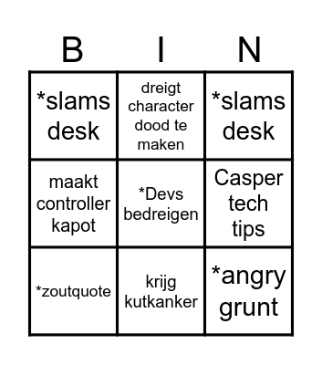 Casper Bingo Card